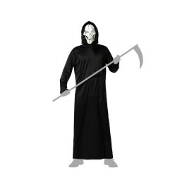 Disfraz de Fantasma Terrorífico Hombre Adulto con Máscara Calavérica y Túnica Negra, para Halloween, Poliéster Talla XS-S