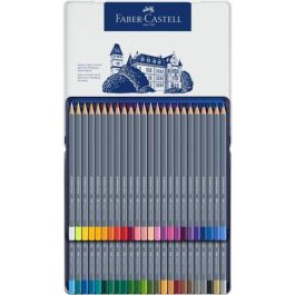 Faber-Castell 114648 Estuche de metal con 48 Lápices de colores acuarelables Goldfaber