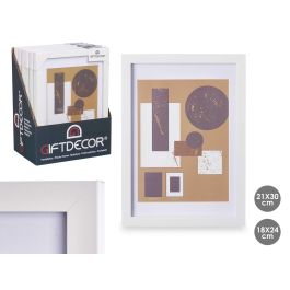 Giftdecor Portafoto de Pared Madera con Paspartú 18x24 cm Blanco (12 Unidades)