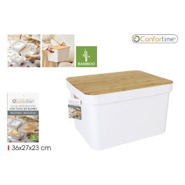 Caja organizadora multiusos plástico con tapa Bambú - Confortime (6 Unidades)