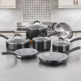 Cuisinart 54C11BKEU Batería de Cocina 11 Piezas Cerámica Antiadherente Todas las Placas Inducción