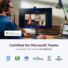 Lenovo 4XC1Q25245 Webcam 2K QHD, Full HD 1080p, Campo de Visión Ajustable 90/78/65°, Micrófono Direccional, Autofoco, HDR, Encuadre AI, USB-C, Negro