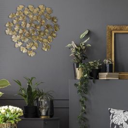 Home Deco Factory Mural Flores Metálico Ginkgo Mirage Decoración Pared d.48 cm