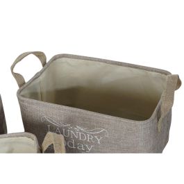 Cesta Multiusos DKD Home Decor Beige Gris Marrón claro 40 x 30 x 24 cm Madera 3 Piezas (3 Unidades)