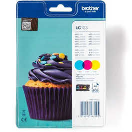 Brother LC123RBWBP Cartucho de Tinta de Color (Cian/Magenta/Amarillo) Blíster 3 Unidades Precio: 64.49999985. SKU: S7160260