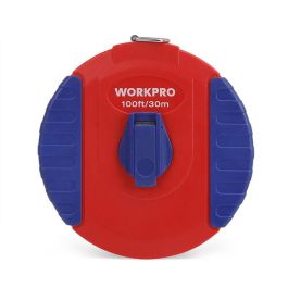 Workpro Cinta Métrica de Fibra de Vidrio 30 m, Carcasa Resistente a Golpes ABS
