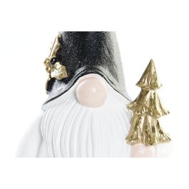 DKD Home Decor Figura de Navidad Gnomo Moderna de Resina Negro, Blanco, Dorado 9 x 11.5 x 24 cm