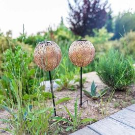 Conjunto de 2 balizas solares para plantar - LUMISKY - AGADIR - H45 cm - Estilo oriental - LED blanco cálido