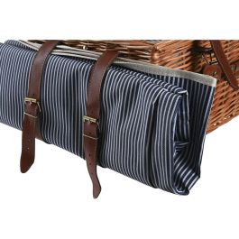 Cesta Picnic DKD Home Decor Marron Azul Marino 30 x 20 x 46 cm Set de 16