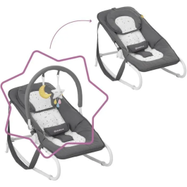 Badabulle Transat Easy Moonlight Tumbona bebé con 5 posiciones, plegado ultraplano y cojín lavable
