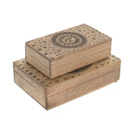 DKD Home Decor Joyero Marron Mango Astros 18 x 9 x 25.5 cm Set de 2