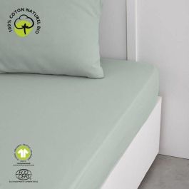 Today TOD3574643509574 Sábana Bajera Algodón, Color Celadón Orgánico, para Cama 160x200 cm y colchón +30 cm
