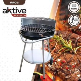 Barbacoa de Carbón con Ruedas Aktive Metal esmaltado 51 x 82 x 51 cm Negro