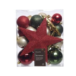 Accesorios para decorar el árbol de navidad. colores: verde, dorado y rojo, 33 piezas Precio: 17.95000031. SKU: B1CZKMAX43