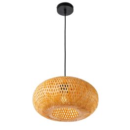 Lámpara Colgante Shahin Shahr SKD-P80122 de Ratán Natural Estilo Boho-Chic para Iluminación Ambiente Cálido con Casquillo E27