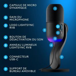 Logitech 988000569 Micrófono para Juegos Yeti GX Streaming RGB Dinámico LIGHTSYNC para PC/MAC - Negro