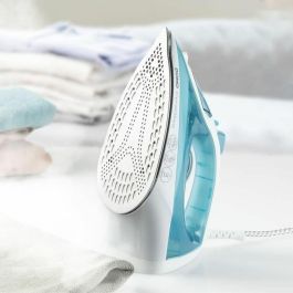 DOMO DO7060S Plancha de Vapor con Suela CeraGliss, 2400W, Vapor Continuo 40 g/min, Depósito 320ml, Azul/Blanco