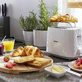 Philips HD2581/00 Tostadora de 2 ranuras extra grandes 830W Blanca con 8 niveles de dorado, botón de parada y bandeja de migas