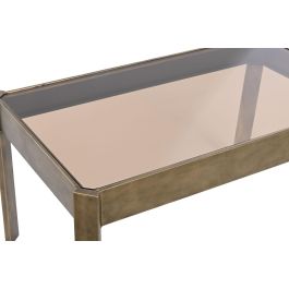 DKD Home Decor Mesa de Centro Moderna Dorada 62 x 53 x 102 cm de Metal y Cristal Desmontable