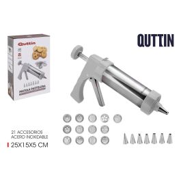 Quttin Pistola Manga Pastelera con Accesorios de Acero - 15 x 6 x 22 cm (12 Unidades) Precio: 66.50000038. SKU: S2209447