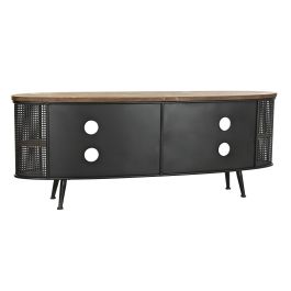 DKD Home Decor Mueble TV Loft Negro Marrón Abeto Metal 150x39x58 cm con 1 Cajón y 1 Estante Desmontable