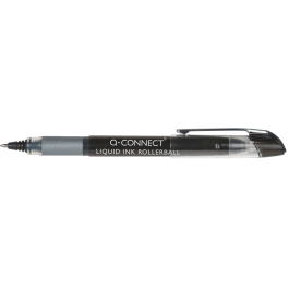 Q-connect Rotulador Roller Negro 0,5 mm Tinta Líquida Sujeción Caucho Clip Metálico
