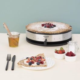 H.Koenig KREP29 Crepera Eléctrica Profesional 33cm 1300W | Termostato hasta 230°C, Antiadherente, Acero Inoxidable, Espátula y Dispensador