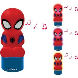 Lexibook Altavoz Luz Nocturna Spiderman Marvel +3 Años con Reproductor de Música y Función Autodesconexión LED Portátil