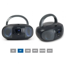 Fonestar BOOM-GO-G Radio CD Bluetooth USB Portátil con Efectos Luminosos Gris