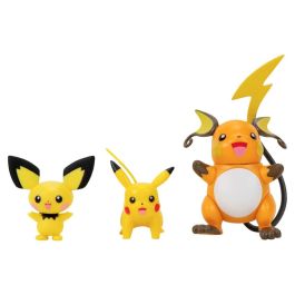 Bandai - Pokémon - Pack Evolución - Figura Pichu 5cm + Figura Pikachu 8cm + Figura Raichu 10cm - JW2778