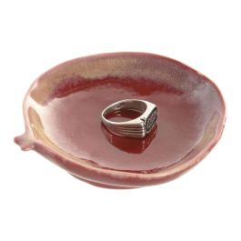 DKD Home Decor Bandeja Vaciabolsillos Moderna de Cerámica Granate 10 x 10 x 2 cm