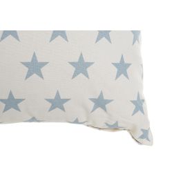 DKD Home Decor Cojin Stars Scandi Blanco Azul Poliester Algodon 60 x 60 x 10 cm (2 Unidades)