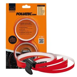 Foliatec FO34387 Tiras Decorativas Autoadhesivas para Llantas Pin Striping Rojo 6mm x 8.6m (para 4 llantas) con Ayuda de Montaje