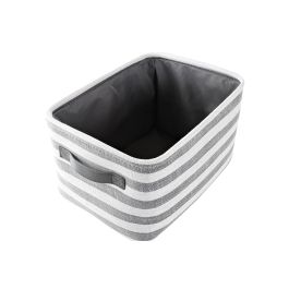 DKD Home Decor Cesta Basicos Algodon Gris Blanco Rayas Set 3 Piezas 32 x 25 x 42 cm