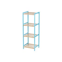 Berilo Estanteria Cuadrada 4 Estantes Bambú Azul 35 x 100 x 30 cm