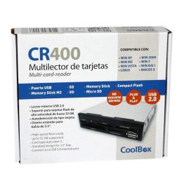 Coolbox Multilector de Tarjetas CR400 con Puerto USB Compatible con microSD y Memory Stick Micro M2