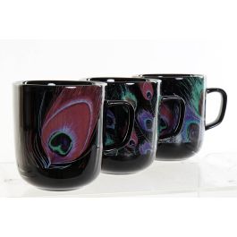 Taza Mug DKD Home Decor Porcelana Negro Rosa (11.5 x 8.5 x 10 cm) (3 pcs) (380 ml)