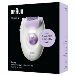 Braun Silk-épil 3 Depiladora Eléctrica para Mujer, 20 Pinzas MicroGrip, Luz Smartlight, Cabezal Masaje, Púrpura, Fabricada en Alemania