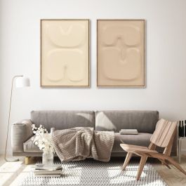 DKD Home Decor Cuadro Abstracto Lienzo PS Beige Marron 50 x 70 x 4.5 cm (2 Unidades)