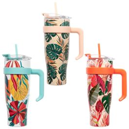 Cook Concept Mug Térmico 1,2L Miami Paradis - Diseño Tropical, Mantiene Temperatura 6h, Acero Inoxidable