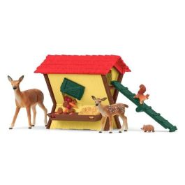 Cabaña para animales del bosque, baúl Schleich con cabaña, 1 cierva, 1 cervatillo, 1 ardilla, 1 erizo, para niños a partir de 3 años - schle