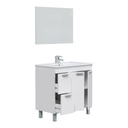 Forés/Arkit Mueble de baño con espejo, 2 puertas y 2 cajones - Blanco brillo - 80x45x80 cm Forés/Arkit Mueble de baño con espejo, 2 puertas y 2 cajones - Blanco brillo - 80x45x80 cm