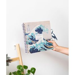 ERIK Álbum de Fotos Scrapbook La Gran Ola de Kanagawa Hokusai 26x26cm con Anillas y Cinta, 40 Páginas