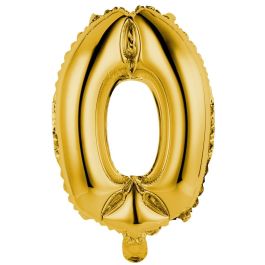 Party Time Globo Cifra 0 Oro 35 cm Reutilizable para Aniversarios y Cumpleaños, Hinchable Aire o Helio, Mantiene Hinchado 2-6 Semanas