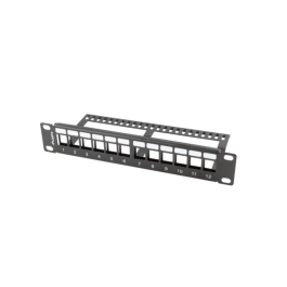 Lanberg Patch Panel 12 Puertos Vacío 1U 10" para Rack, Compatible con Módulos Keystone de Red, Audio y Video, Metal Negro RAL9004 Precio: 12.50000059. SKU: B1FWKXPYPM