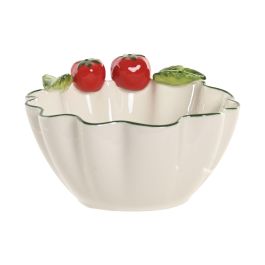 DKD Home Decor Bol Mediterráneo de Gres con Tomates Blanco/Rojo/Verde 15 x 8 x 16 cm para Lavavajillas Precio: 13.50000025. SKU: B1B6FBJXAR