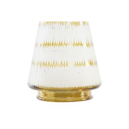 DKD Home Decor Árbol de Navidad Luminoso Decoración Tradicional Cristal Dorado LED 13x30x12 cm Funciona con 3 Pilas AA