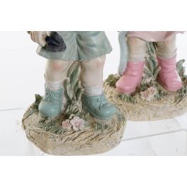 DKD Home Decor Figura Decorativa de Niño Estilo Shabby en Resina, Colores Azul y Rosa, 15 x 41 x 18 cm (Set de 2)