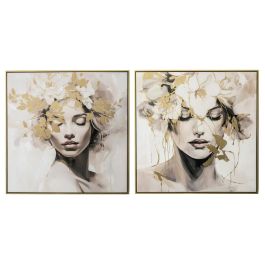 DKD Home Decor Cuadro Lienzo Blanco Dorado Beige Flores 82.5 x 3.7 x 82 cm (2 Unidades) Precio: 117.69000023. SKU: B19PKK4R3N