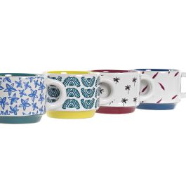 DKD Home Decor Africa Gres Tazas Cafe Turquesa Azul 10 x 21 x 11 cm Set de 4